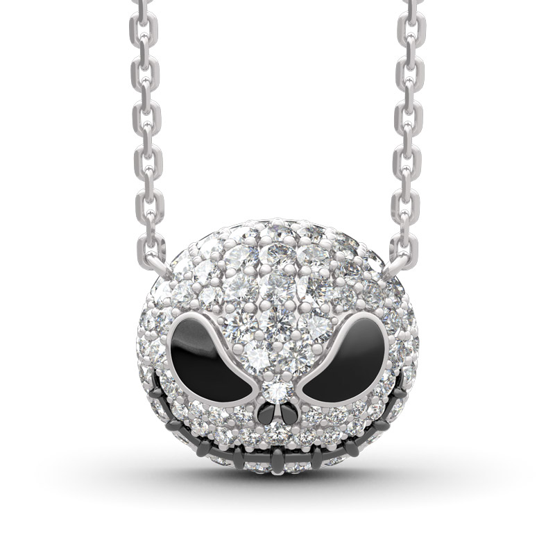 Jeulia "Pumpkin King" Skull Design Sterling Silver Necklace