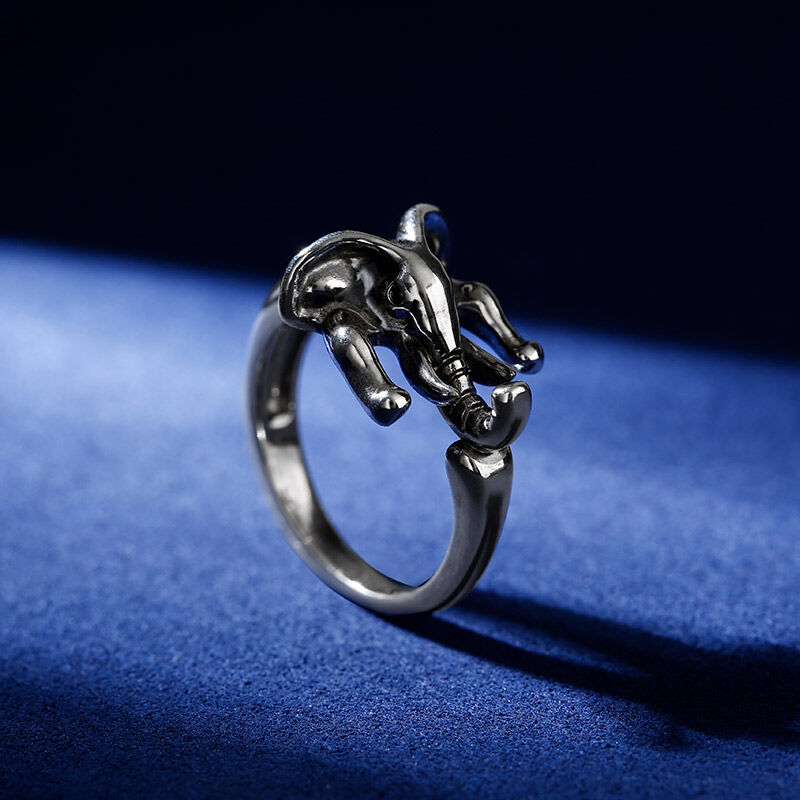 Jeulia "Maternal Love" Elephant Sterling Silver Men's Ring