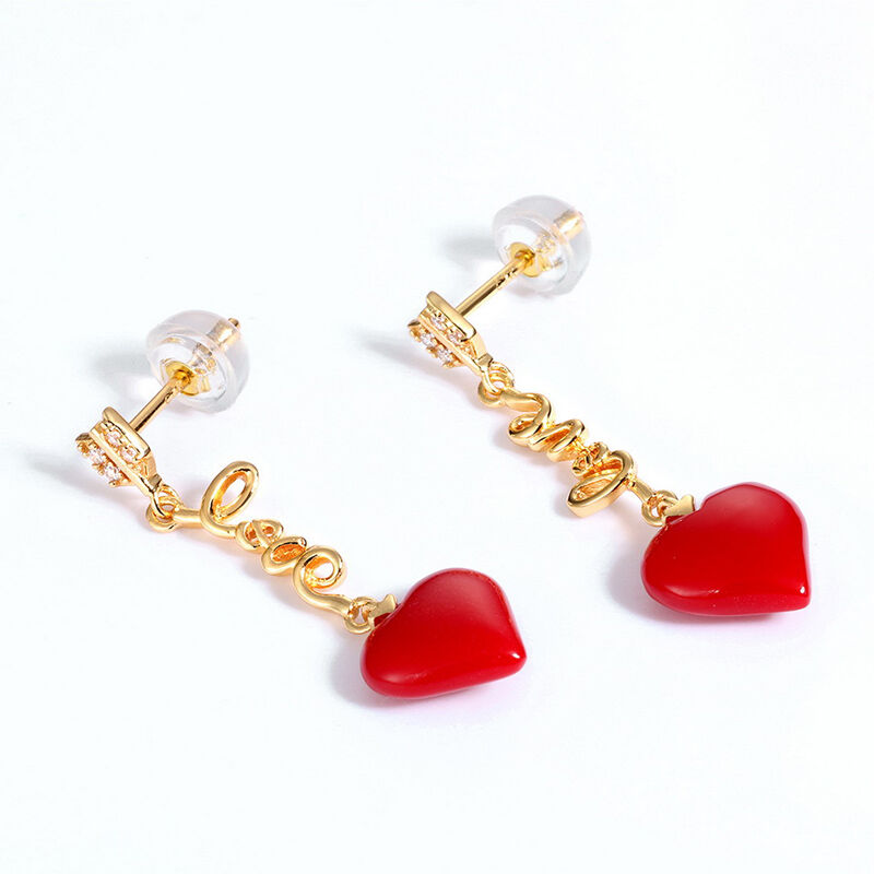 Jeulia Love Symbol Artificial Agate Sterling Silver Drop Earrings