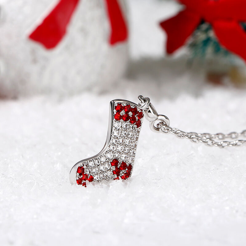 Jeulia "Christmas Stocking" Sterling Silver Necklace
