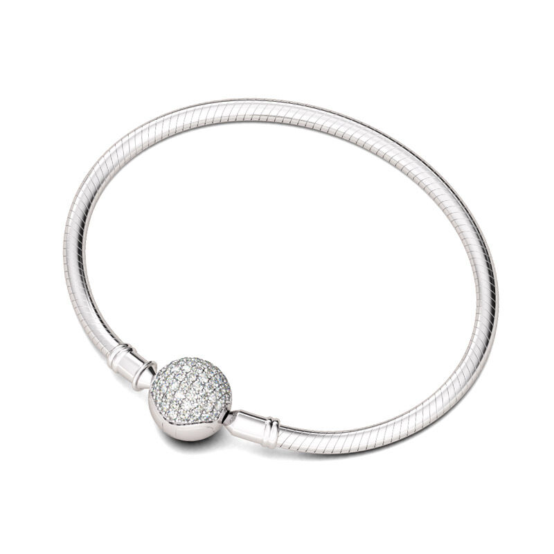 Imitated Crystal Round Shape Clasp Bracelet Sterling Silver