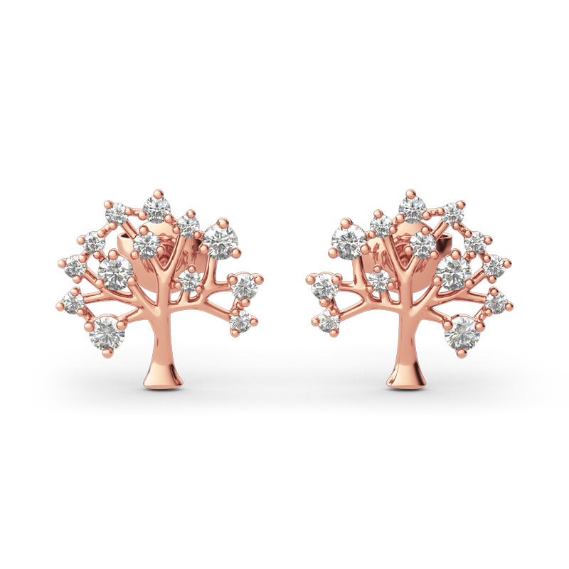 Jeulia "Tree of Life" Round Cut Sterling Silver Earrings