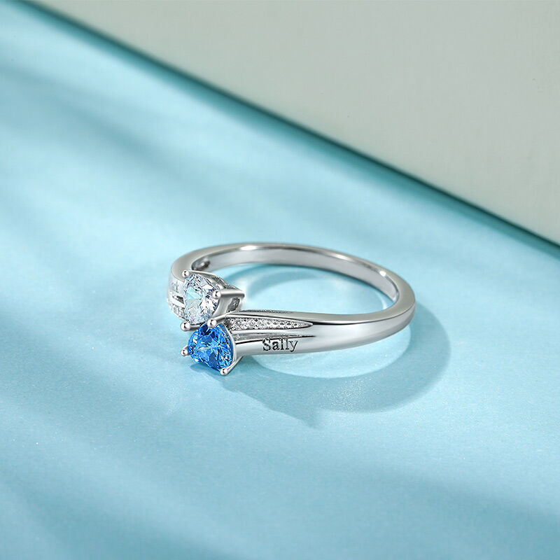 Jeulia "Shooting Star" Two Hearts Custom Name Promise Ring