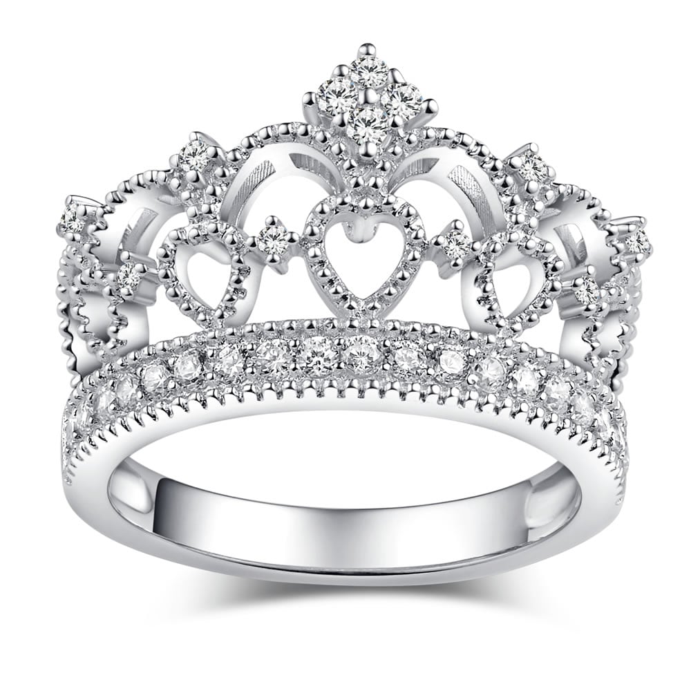 Jeulia Crown Design Sterling Silver Ring