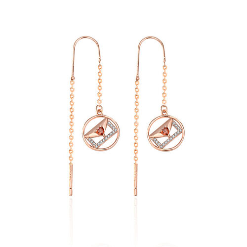 Jeulia "Love Letter" Sterling Silver Threader Earrings