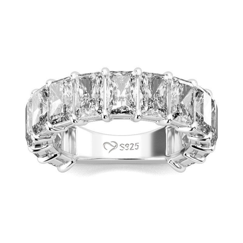 Jeulia Classic Radiant Cut Sterling Silver Women's Band