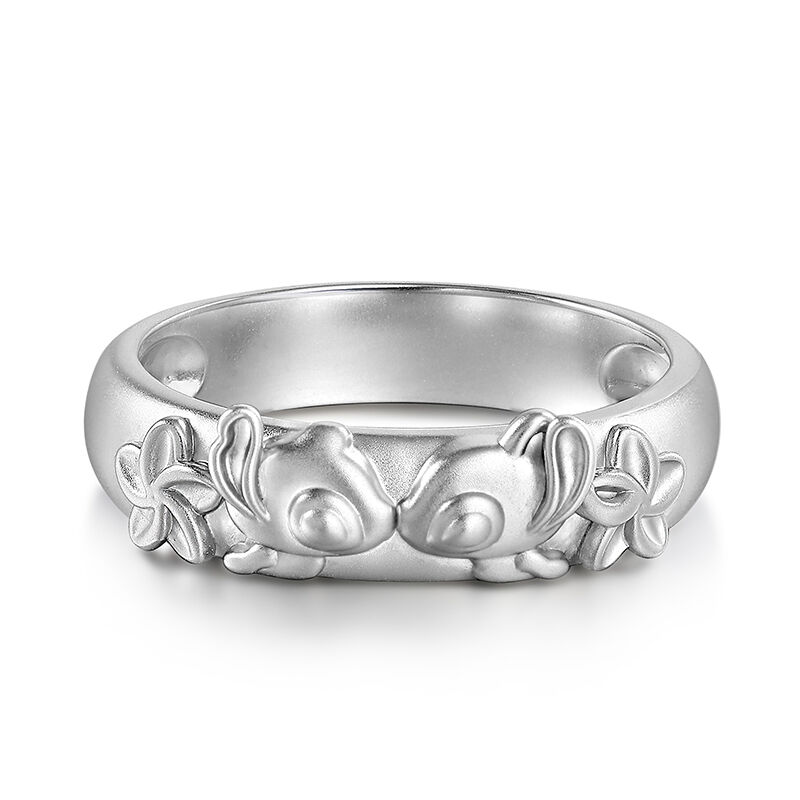 Jeulia "Sweet Kiss" Little Monster Matte Sterling Silver Band