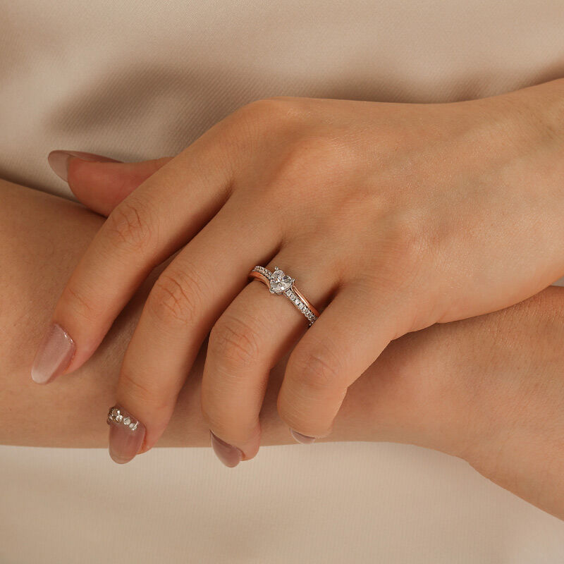 Jeulia Amore Tvåfärgad Böjdt Hjärta Löftesring i Sterling Silver