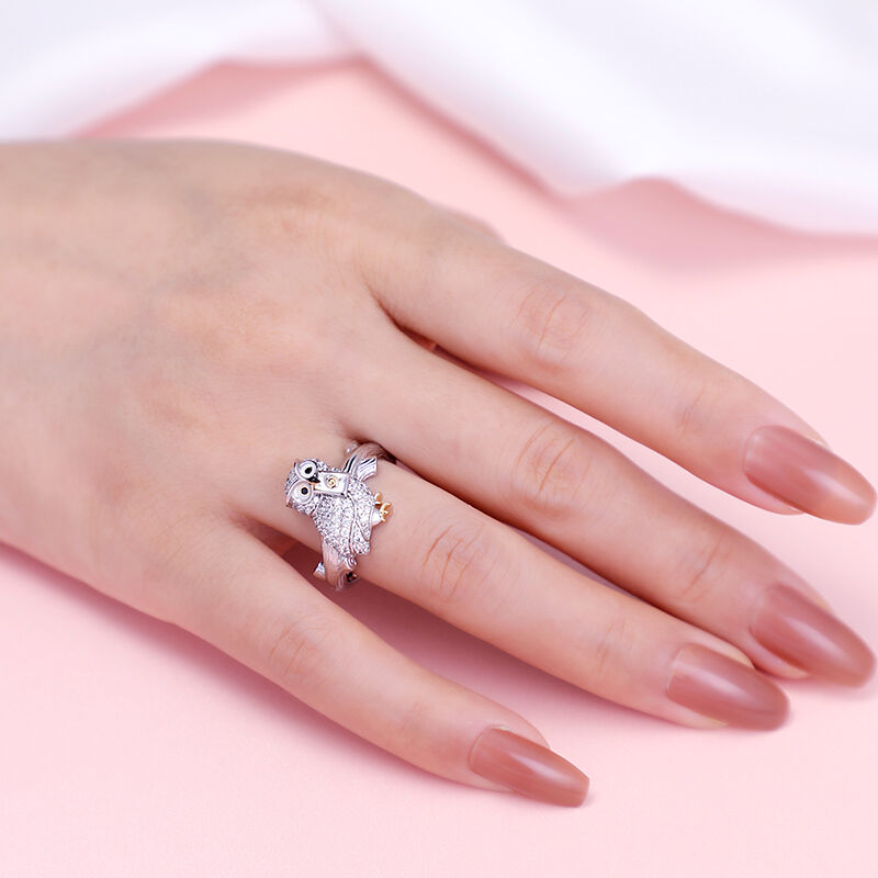 Jeulia "Cute Messenger" Owl Sterling Silver Ring
