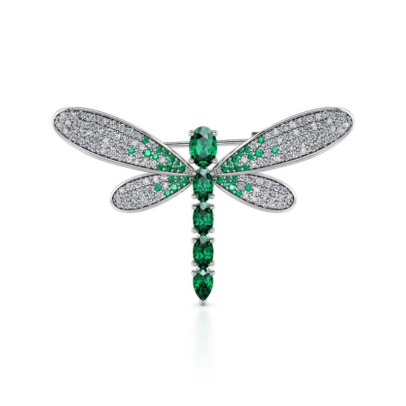 Jeulia "Nature's Wonder" Dragonfly Design Sterling Silver Brooch