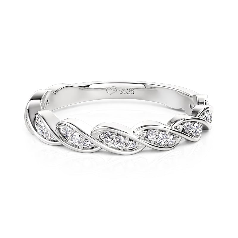 Jeulia Simple Twist Design Wedding Band Sterling Silver