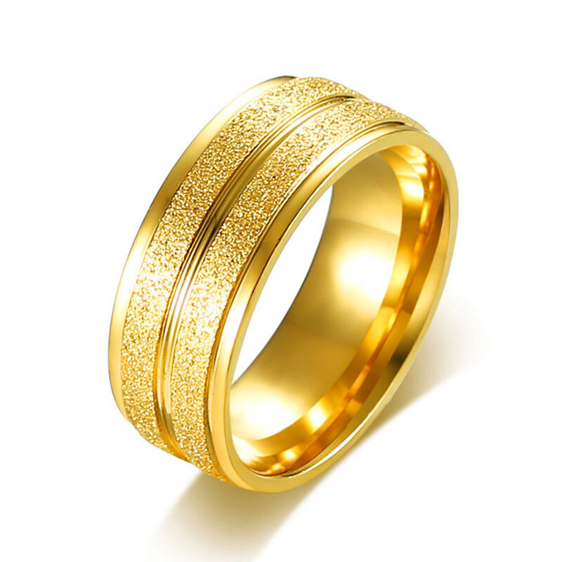 Jeulia Matte Surface Yellow Gold Tone Stainless Steel Men's Band