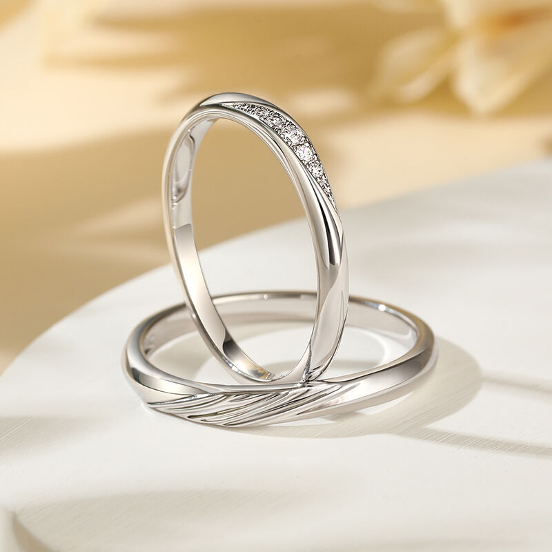Jeulia Stylish Sterling Silver Couple Rings