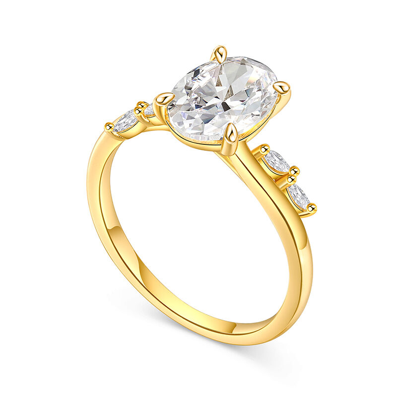 Jeulia Oval Cut Gold Tone Sterling Silver Engagement Ring