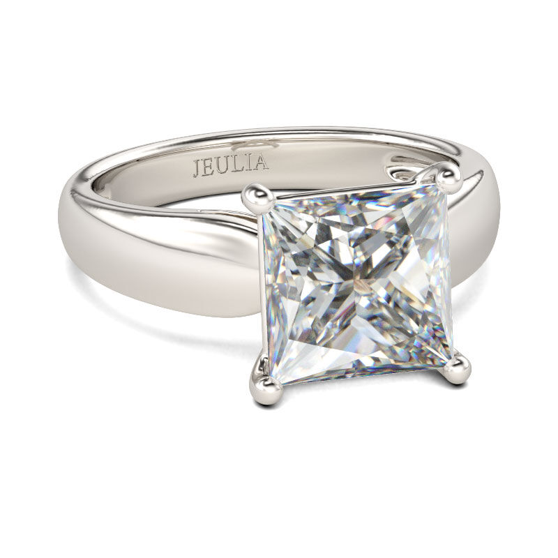 Jeulia Solitaire Princess Cut Sterling Silver Ring