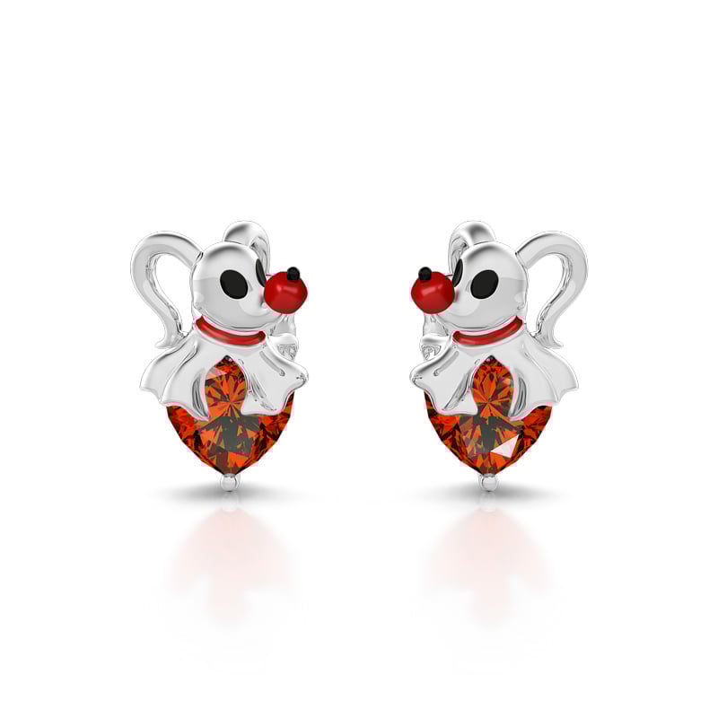 Jeulia Hug Me "Ghost Dog" Heart Cut Sterling Silver Earrings