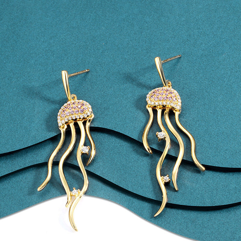 Jeulia Jellyfish Design Sterling Silver Drop Earrings