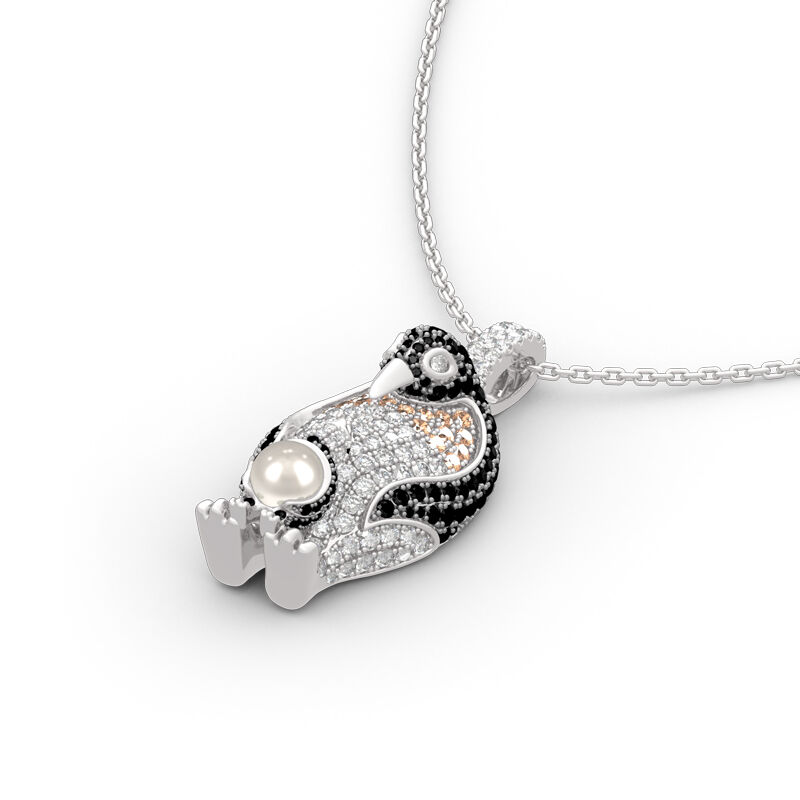 Jeulia Father/Mother & Baby Penguin  Sterling Silver Necklace