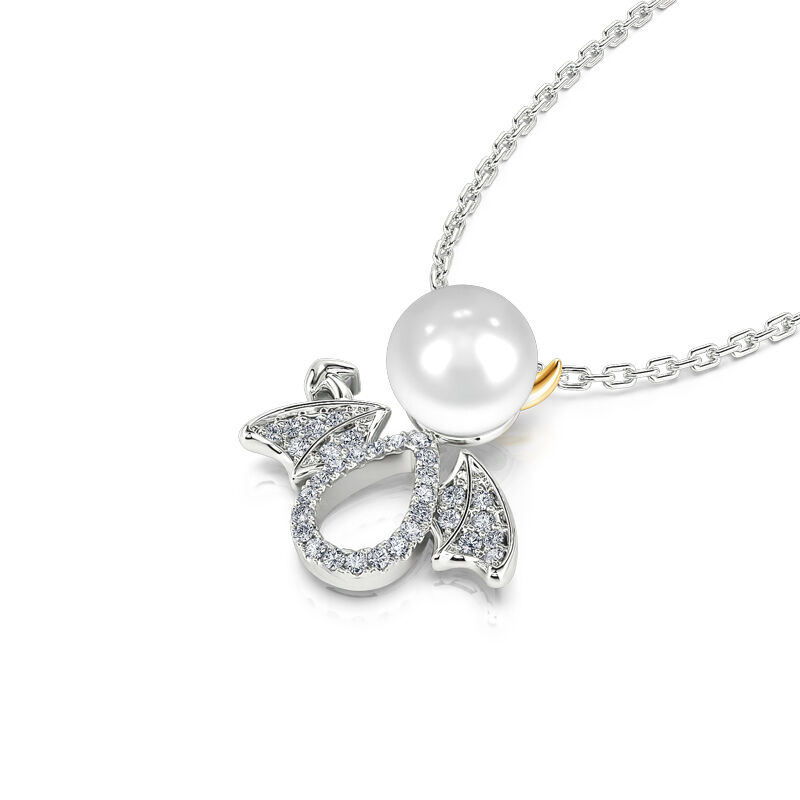 Jeulia "Little Demon" Cultured Pearl Sterling Silver Necklace