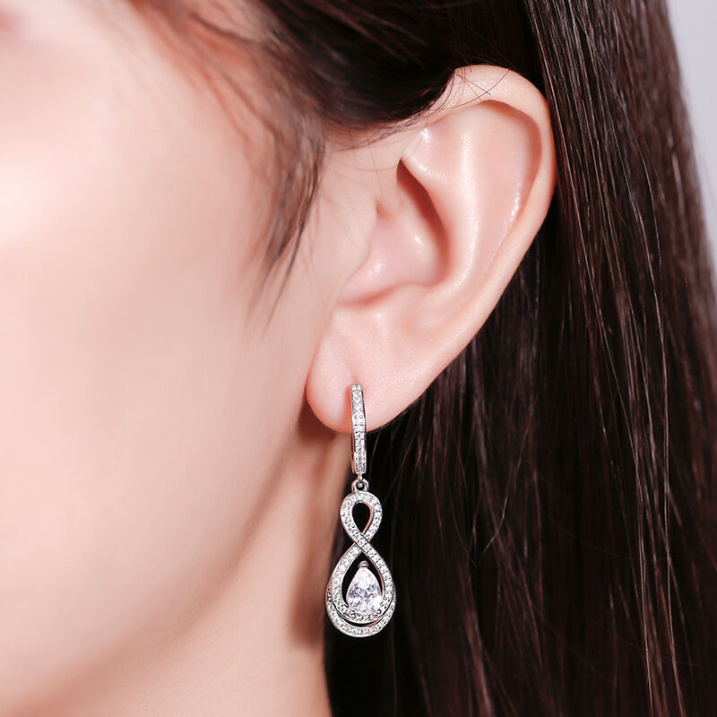 Jeulia "Infinity Love" Pear Cut Sterling Silver Earrings