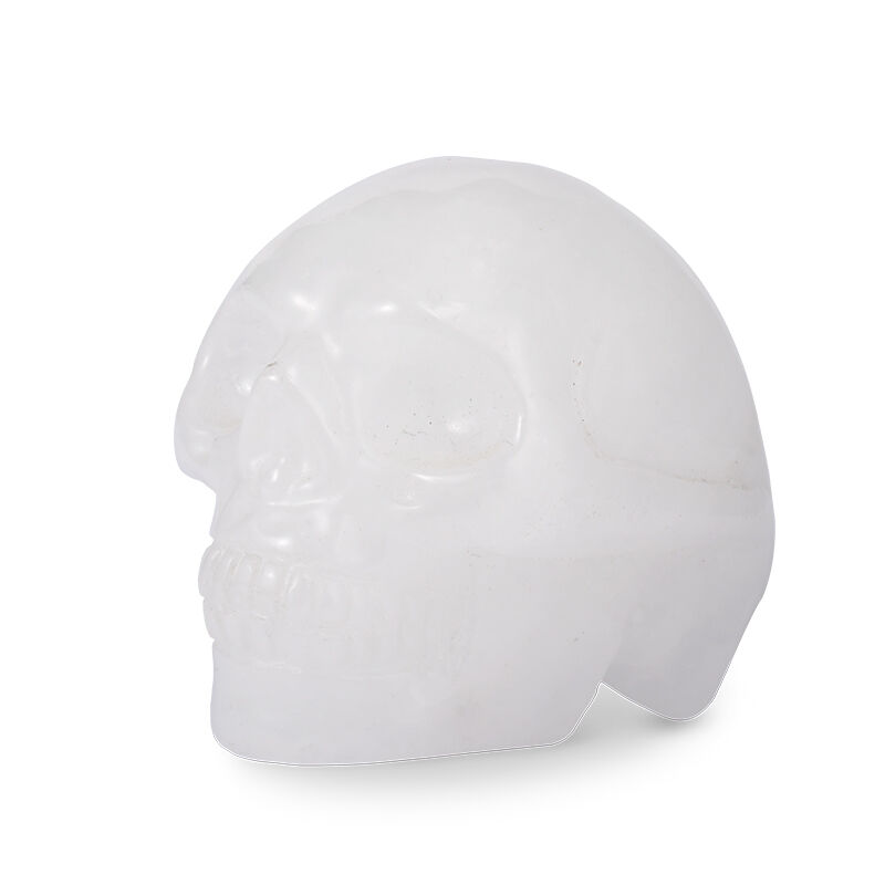 Jeulia "Clarté mentale" Crâne Sculpture en Cristal Blanc Naturel Quartz Clair