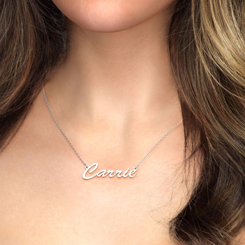 Jeulia Carrie Style Sterling Silver Name Necklace