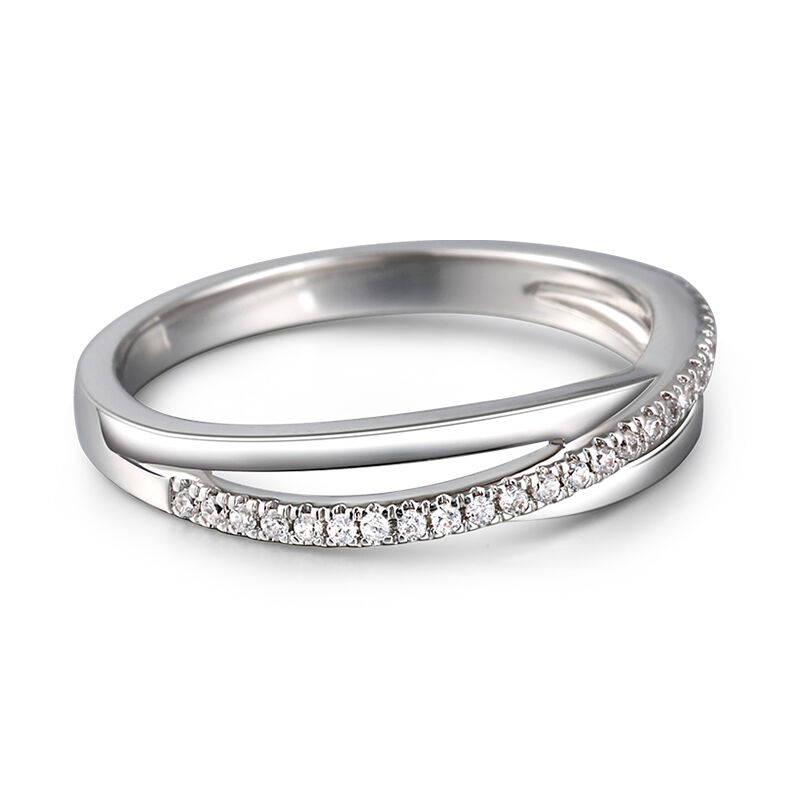 Jeulia "Eternal Promise" Crossover Design Sterling Silver Women's Band