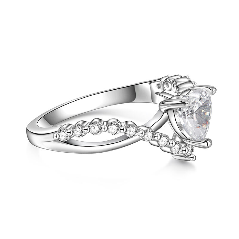 Jeulia Twist Shank Heart Cut Sterling Silver Engagement Ring