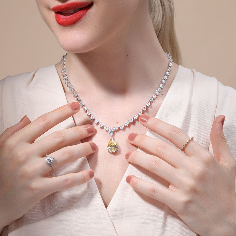 Jeulia Anello Moissanite 10K/14K/18K Oro Platino con Taglio a Pera