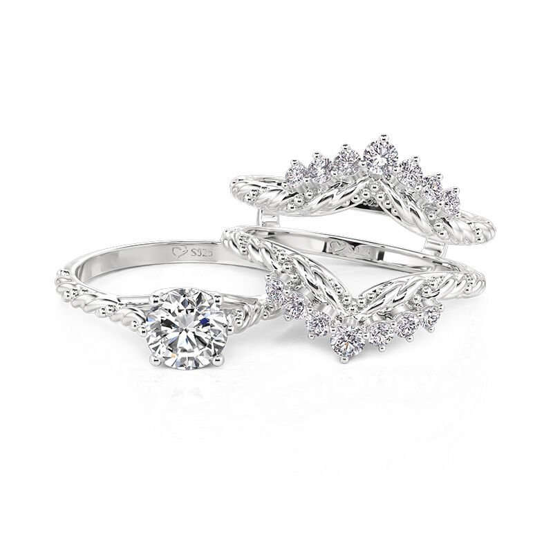 Jeulia Vintage Round Cut Twist Ring Set 2pcs