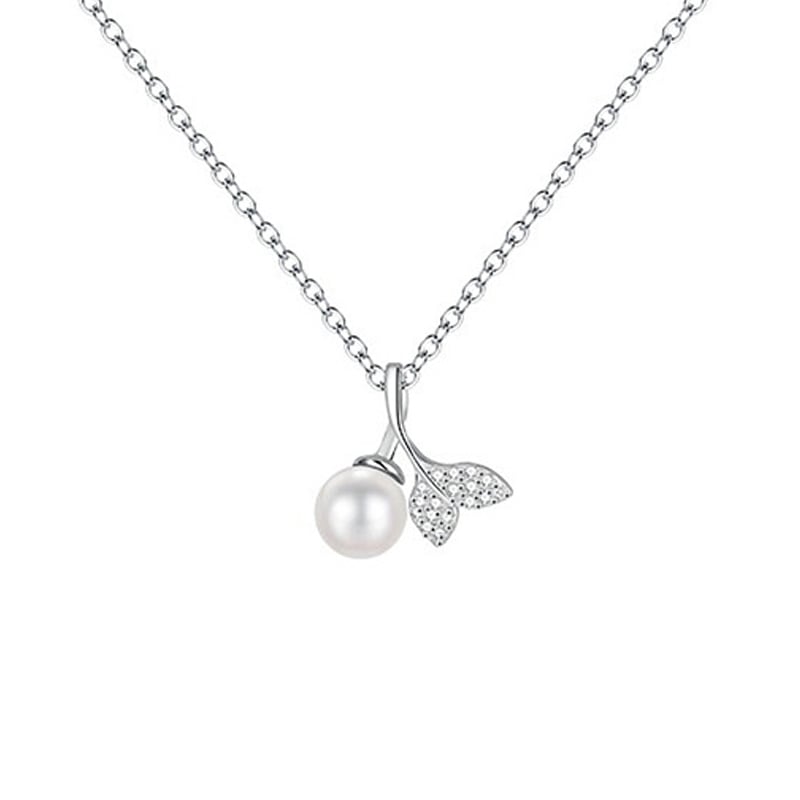 Jeulia "Siren's Secret" Fishtail Design White Pearl Sterling Silver Necklace