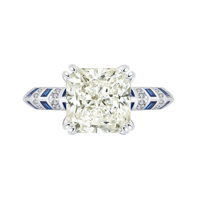 Jeulia Classic Cream Radiant Engagement Ring Two Tone Sterling Silver