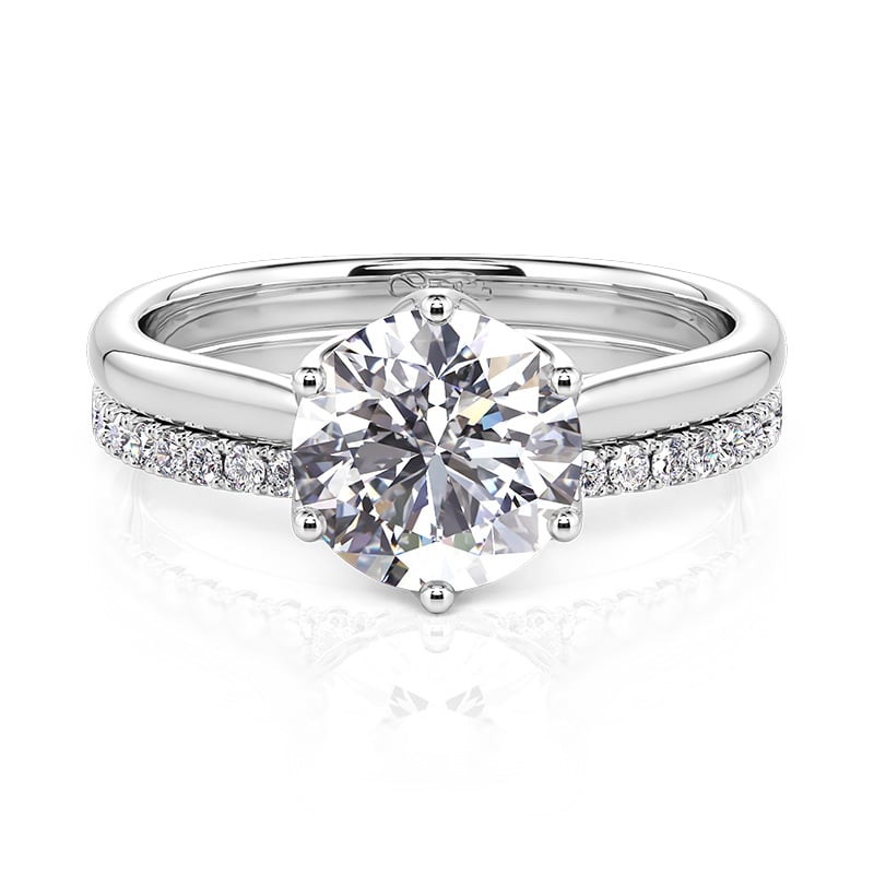 Jeulia Simple Flower Engagement Ring Set Sterling Silver