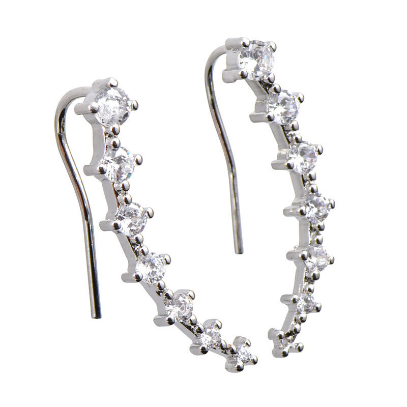 Jeulia Simple Classic Sterling Silver Earrings Climbers