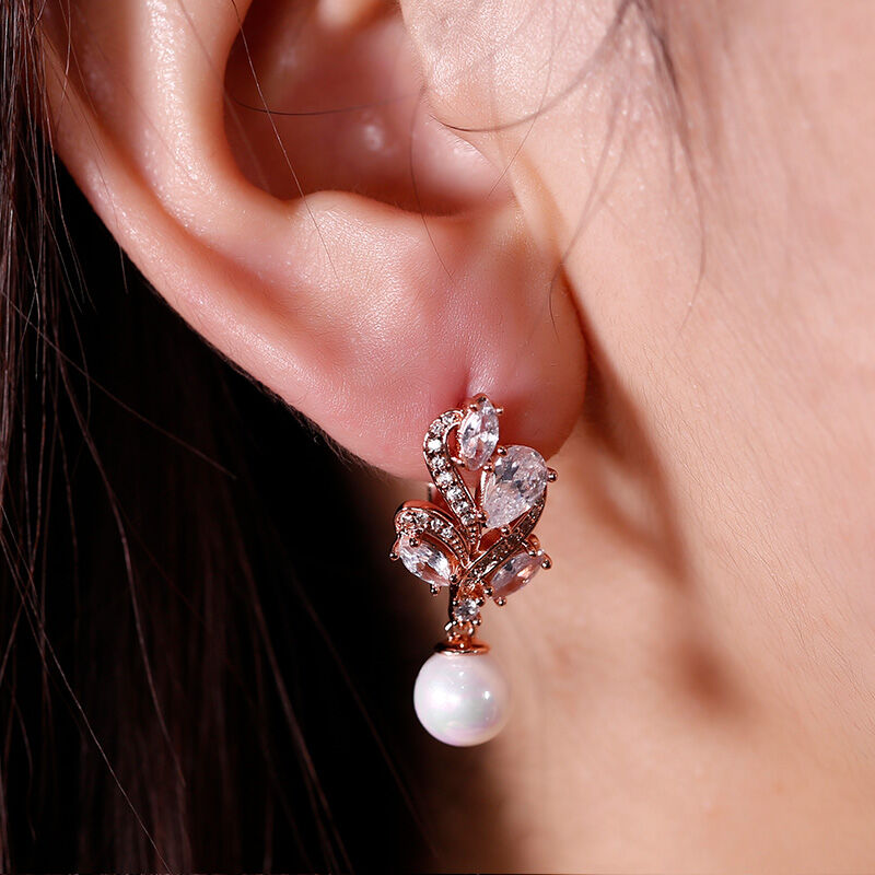 Jeulia Elegant Design Cultured Pearl Sterling Silver Earrings