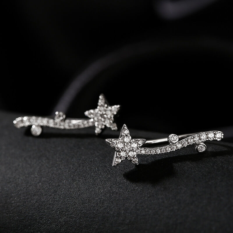 Jeulia "Wishing Meteor" Sterling Silver Climber Earrings