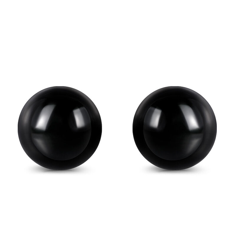 Jeulia "Believe in Yourself" Round Natural Black Agate Stud Earrings