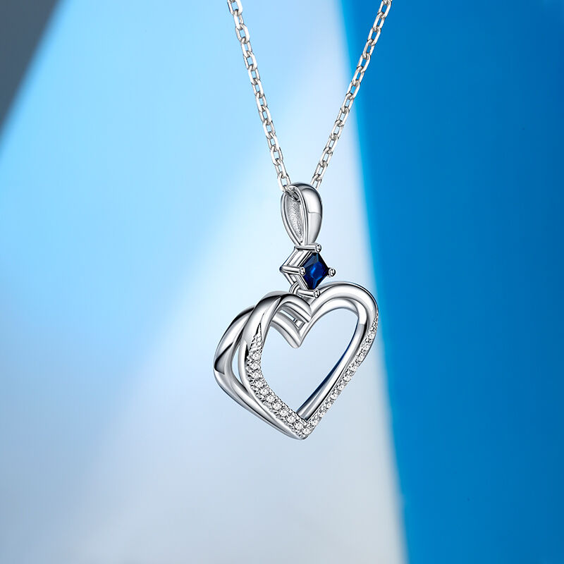 Jeulia Double Heart Design Sterling Silver Necklace