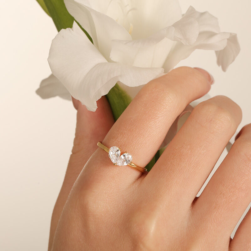 Jeulia Bague Simple Coupe poire Forme de cœur Argent Sterling