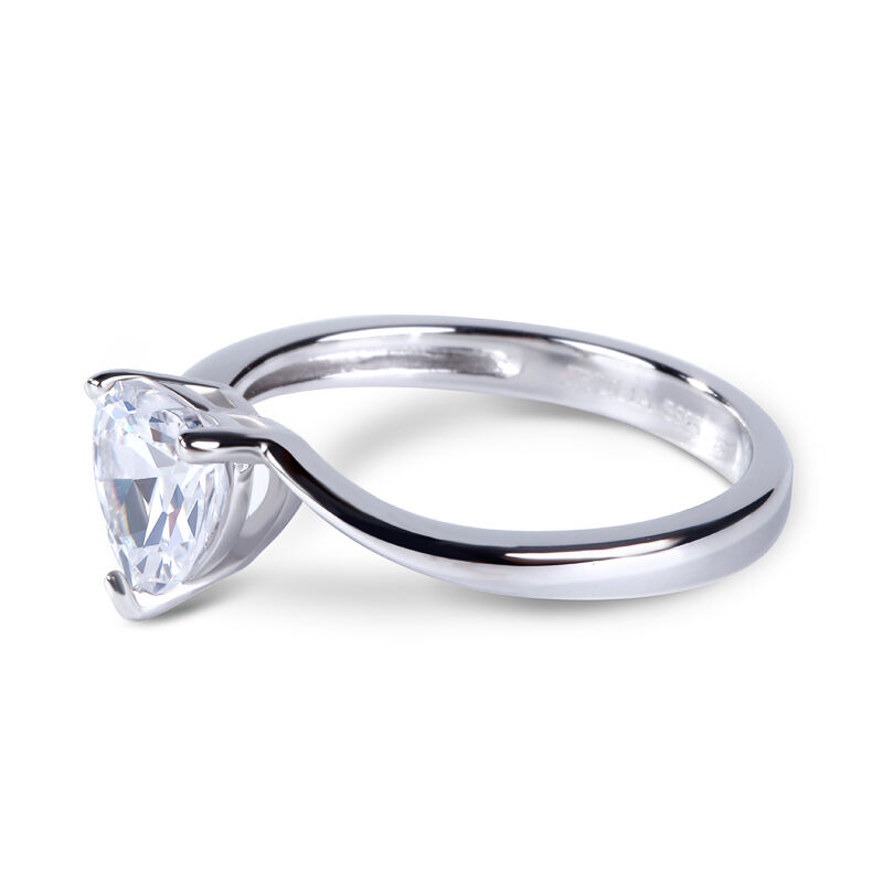 Jeulia Bypass Heart Cut Sterling Silver Ring