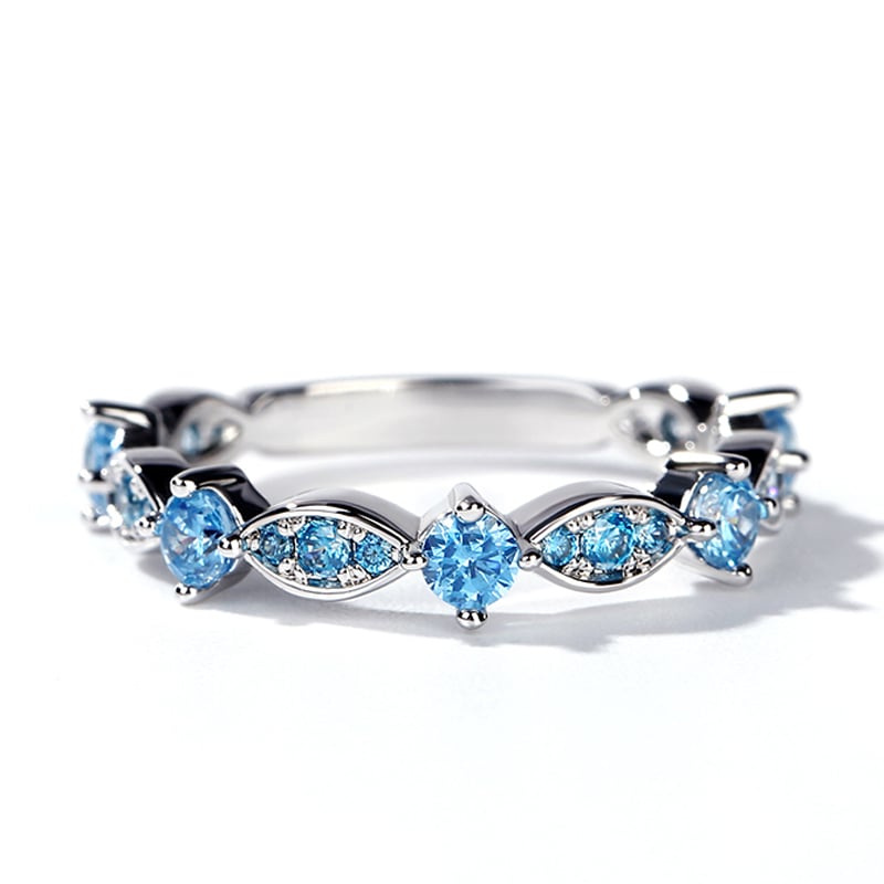 Jeulia Simple Round Cut Sterling Silver Women's Band