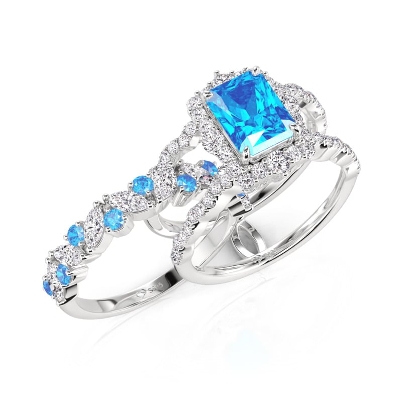 Jeulia Custom Halo Radiant Bridal Ring Set Wave Design Enhancer