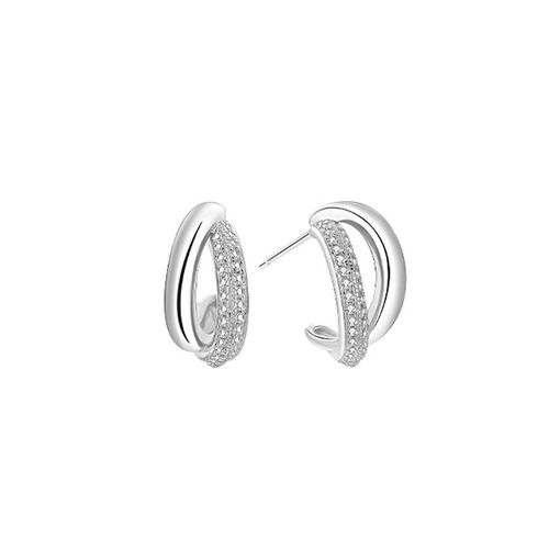 Jeulia Overlapping Design Sterling Silver Earrings