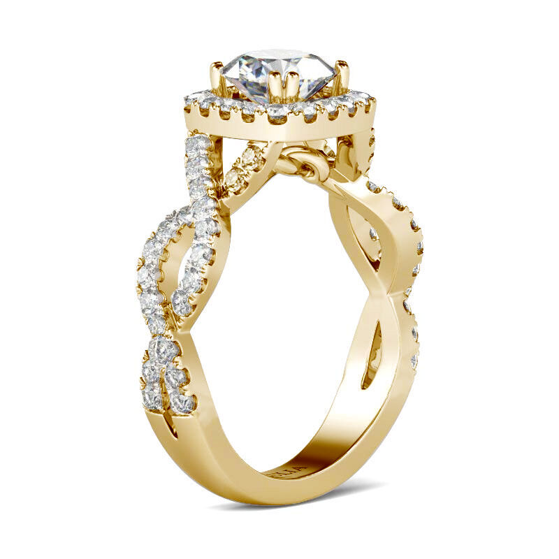 Jeulia Twist Rundschliff Sterling Silber Ring Verlobungsring