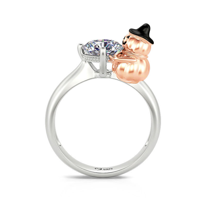 Jeulia Hug Me "Witch Hat Pumpkin" Round Cut Sterling Silver Ring
