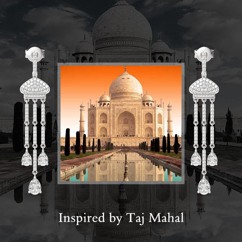 Taj Mahal inspirerade örhängen i sterlingsilver