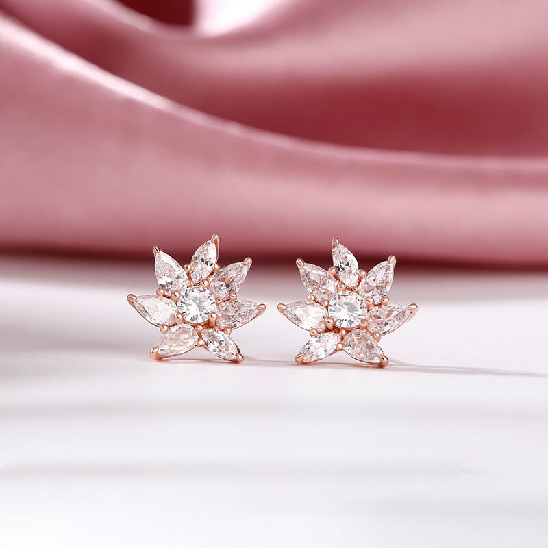 Jeulia Elegant Floral Design Sterling Silver Earrings