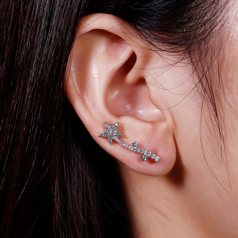 Jeulia "Wishing Meteor" Sterling Silver Climber Earrings