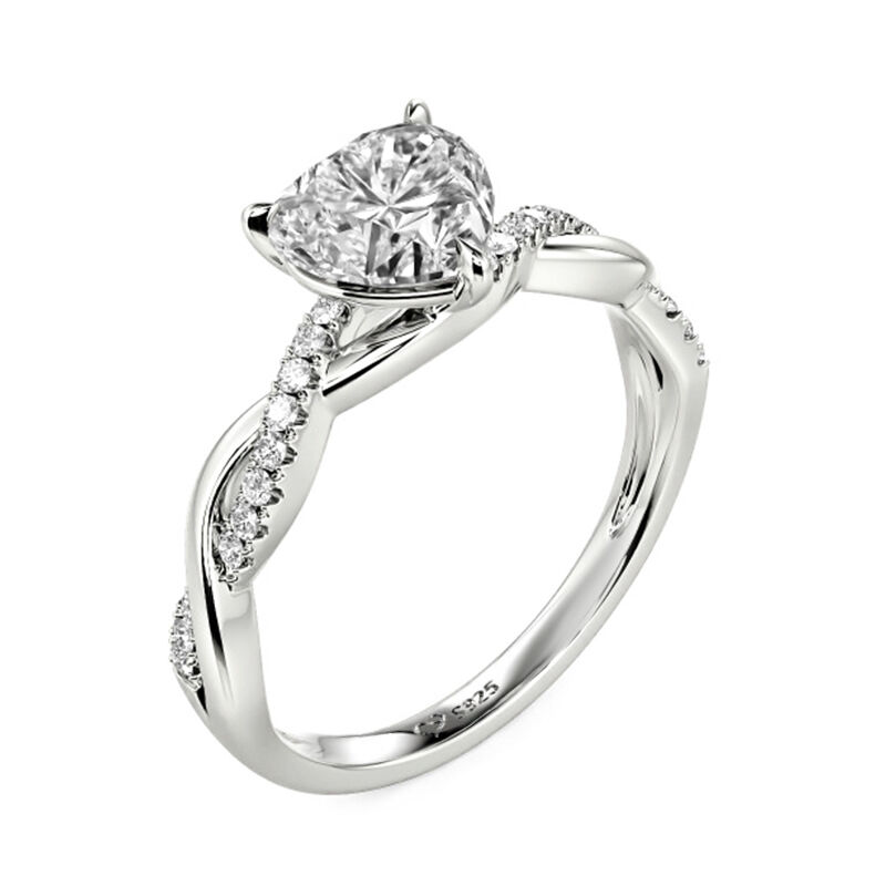 Jeulia Twist Heart Cut Sterling Silver Engagement Ring