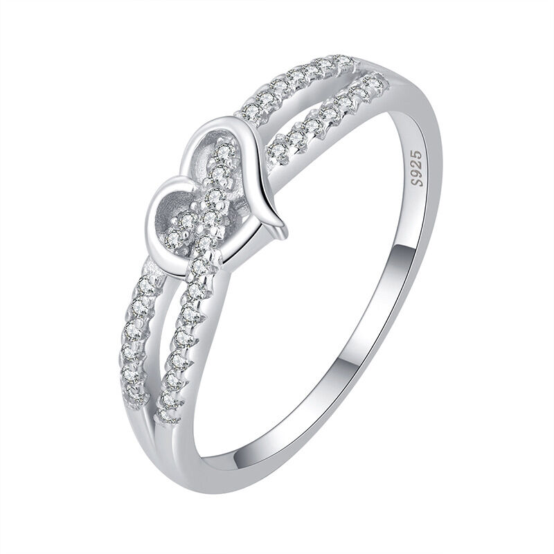 Jeulia Classic Twist Knot Heart Engagement Ring Sterling Silver